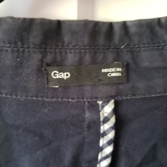 GAP Tailored Blazer Mens 42R Navy Checkered Trim Silk Hanky Y2K Academia Jacket - Picture 2 of 12